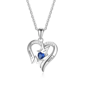Sterling silver Mom necklace with 1 birthstone engraved