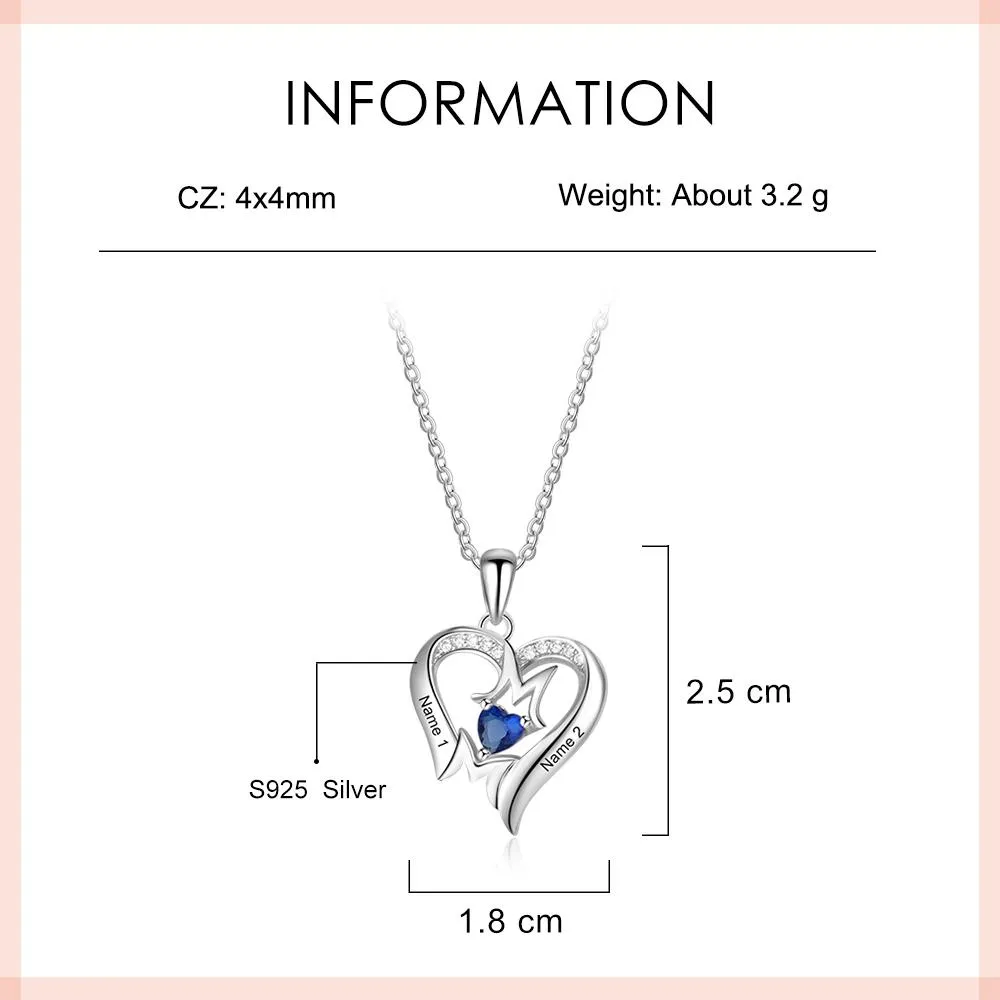 Sterling silver Mom necklace with 1 birthstone engraved