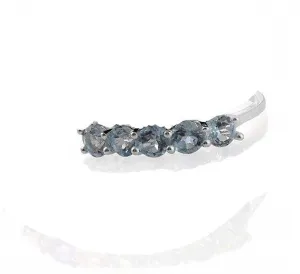 Sterling Silver Swiss Blue TOPAZ Round Shaped 5 Gemstone Ring