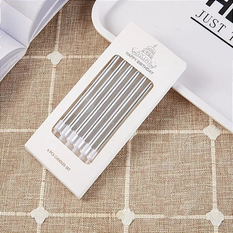 STRAIGHT METALLIC BIRTHDAY CANDLES 6PCS