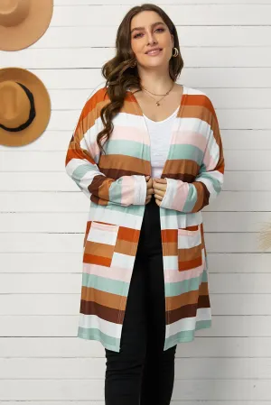 Stripe Plus Size Cardigan