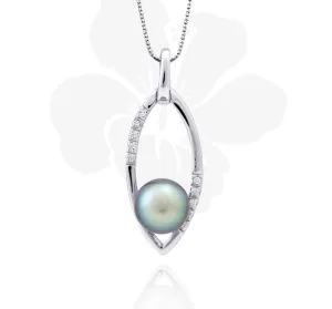Tahitian pearl pendant in silver - Aloha! - PESZPE00080