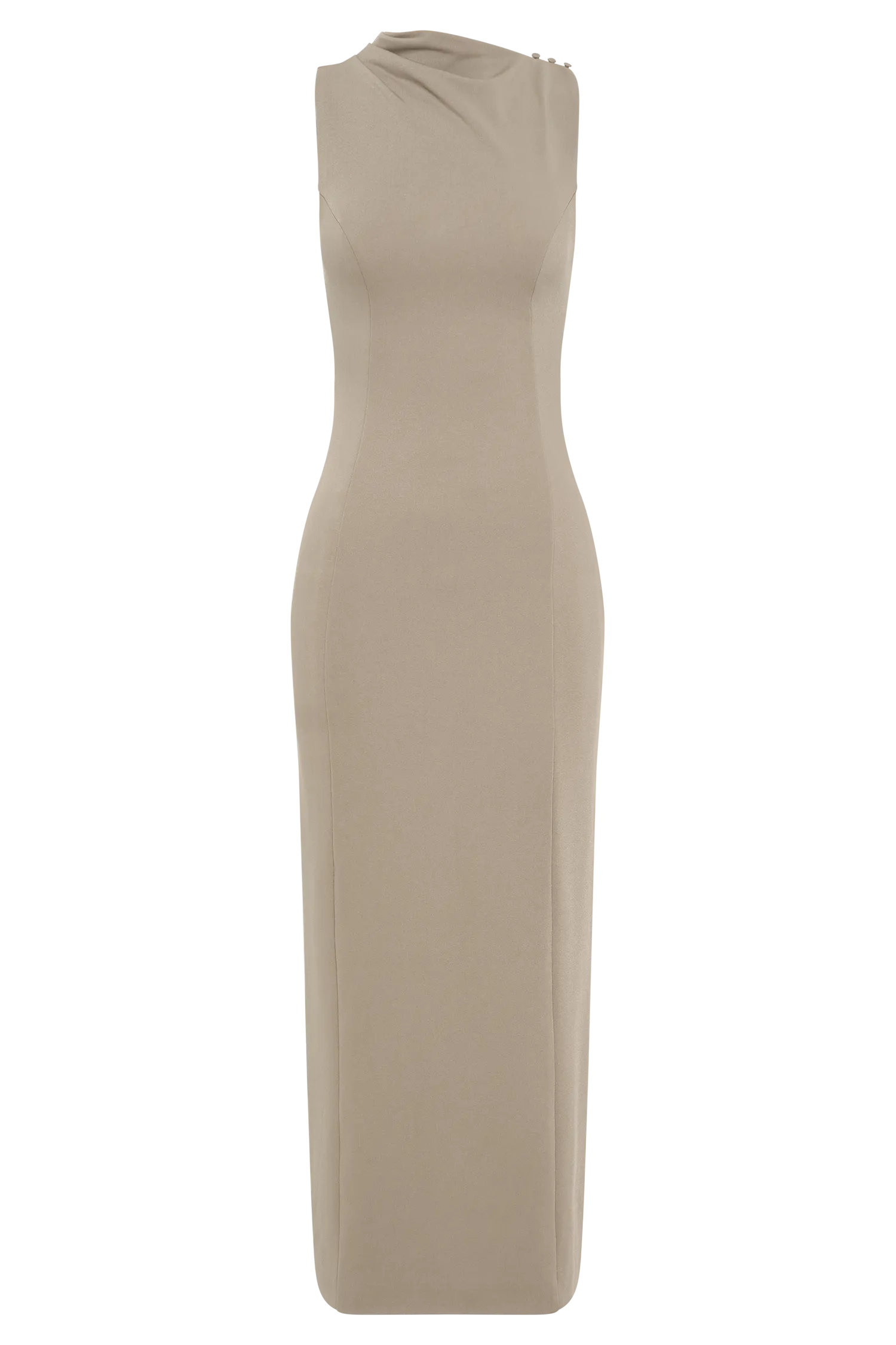 Taylor Draped Stretch Crepe Midi Dress - Mushroom