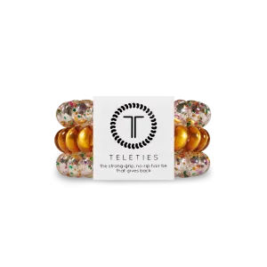 Teleties Mardi Party Large Hair Ties Clear/Gold