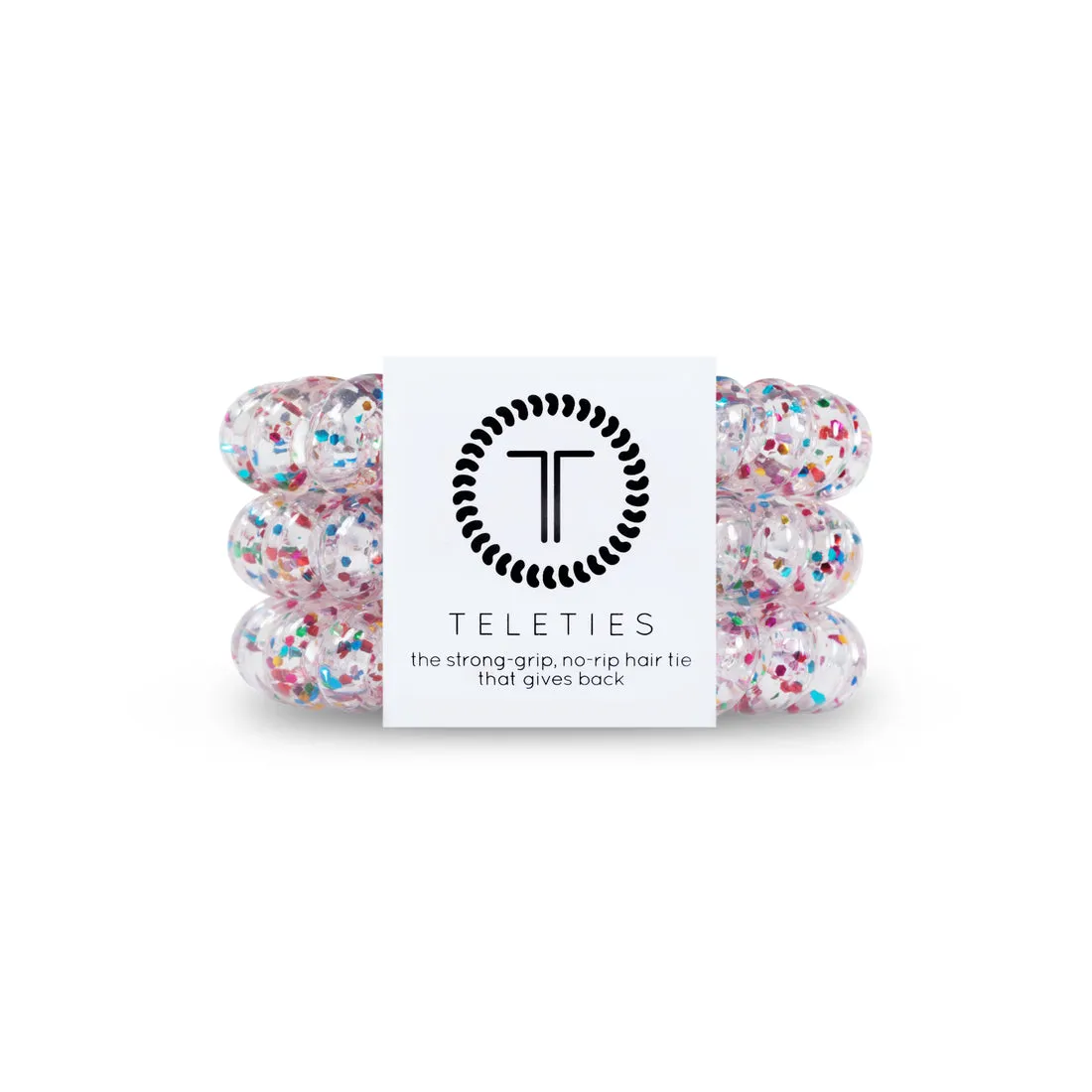 Teleties Party People Glitter Large Hair Ties Clear/Multi