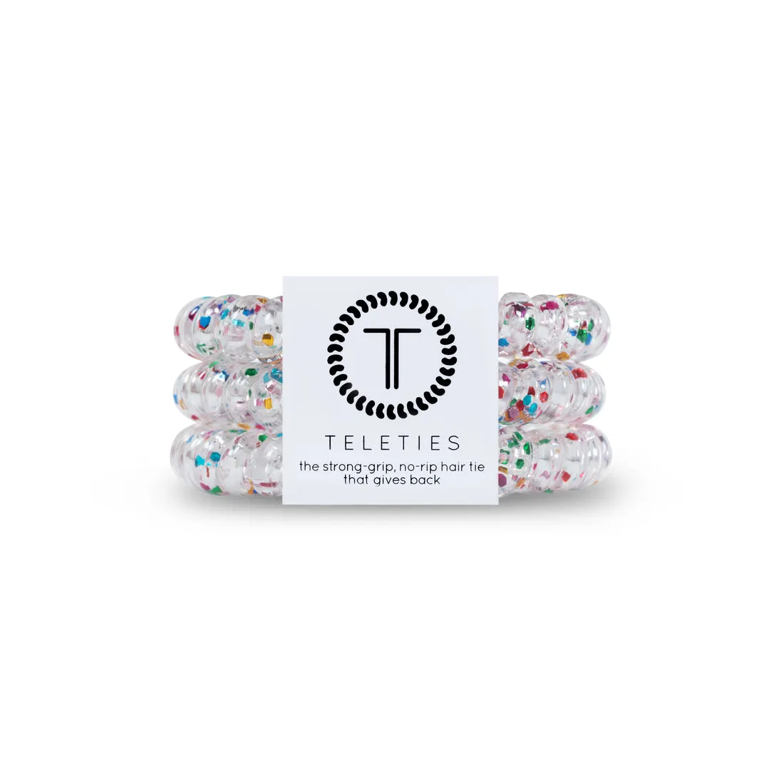 Teleties Party People Glitter Small Hair Ties Clear/Multi