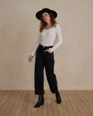The Textured Long Sleeve Tee by Rylee   Cru - Ivory