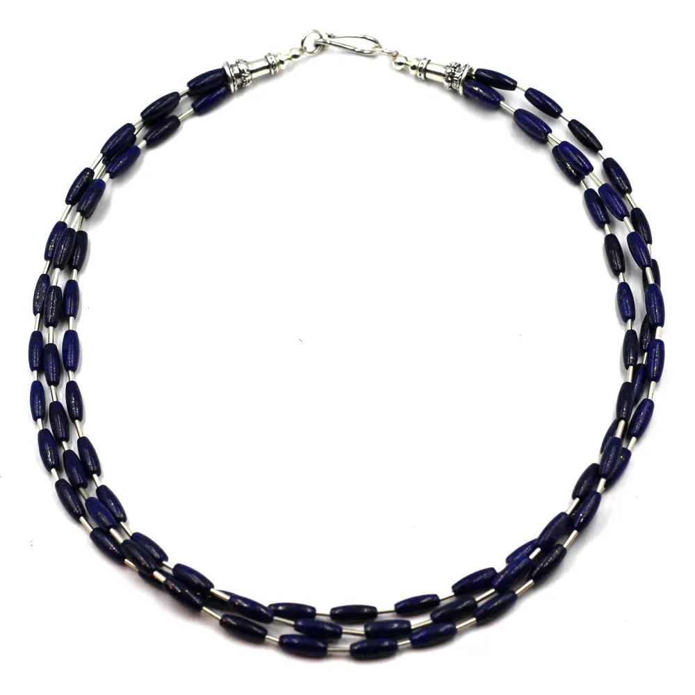 Three Strand Lapis Necklace