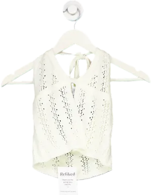 Tiger Mist White Crochet Halter Top UK S
