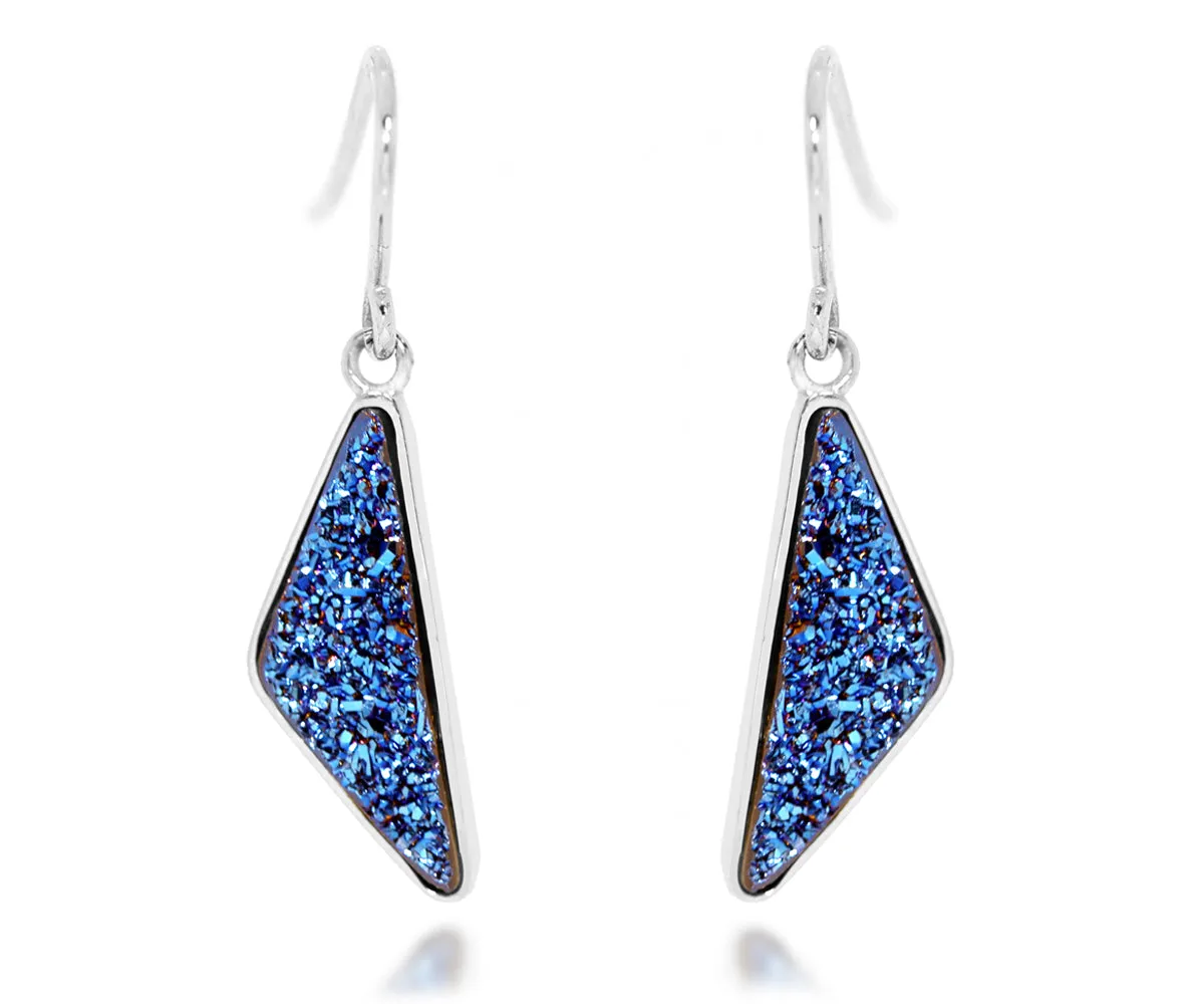 Triangle Blue Druzy Earrings