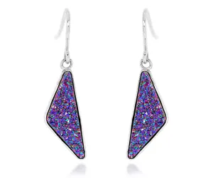 Triangle Purple Rainbow Druzy Earrings