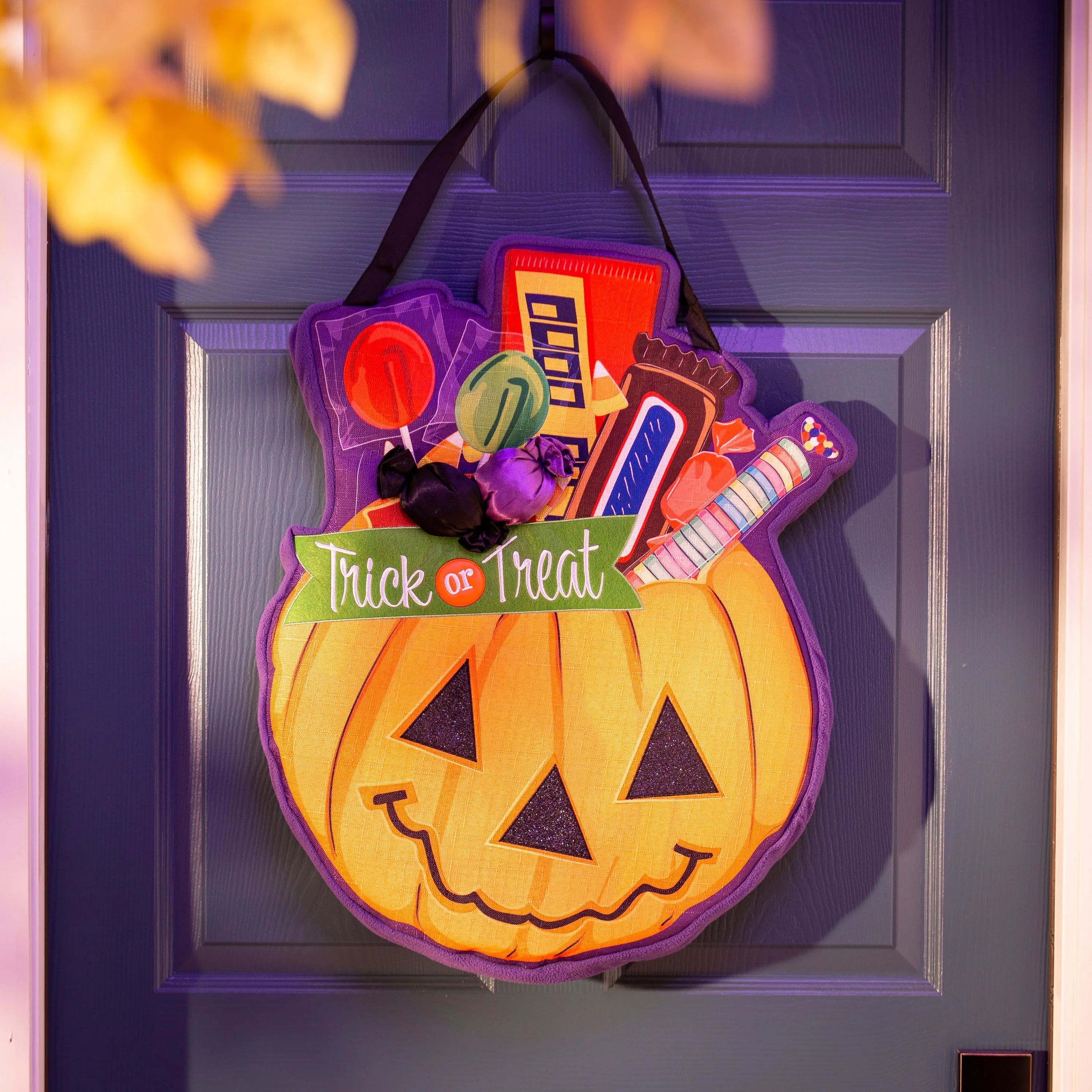 Trick or Treat Halloween Pumpkin Bucket Estate Door Décor,2deb2580