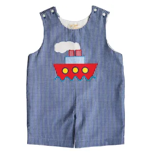 Tug Boat R.Blue Gingham Romper