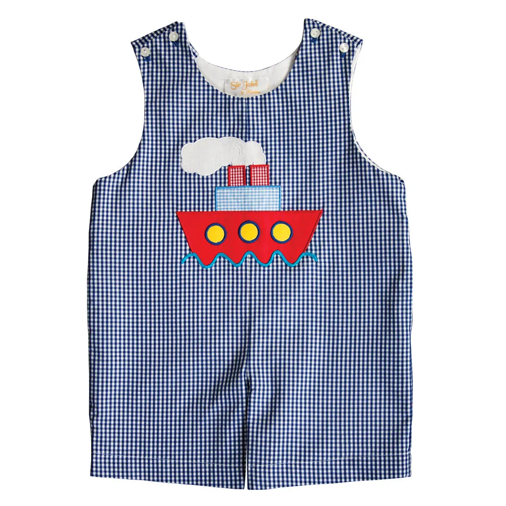Tug Boat R.Blue Gingham Romper