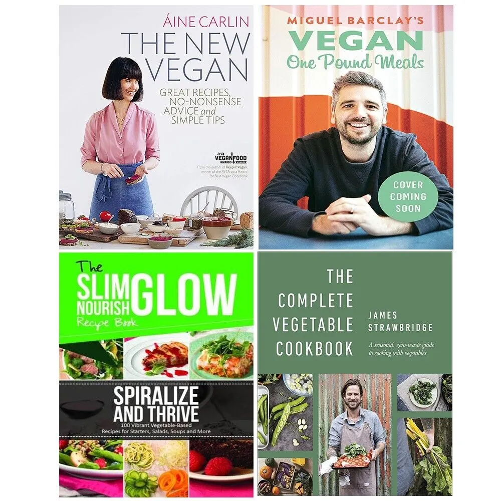 Vegan One Pound Meals,New Vegan,Spiralize Thrive,Vegetable Cookbook (HB) 4 Books Set