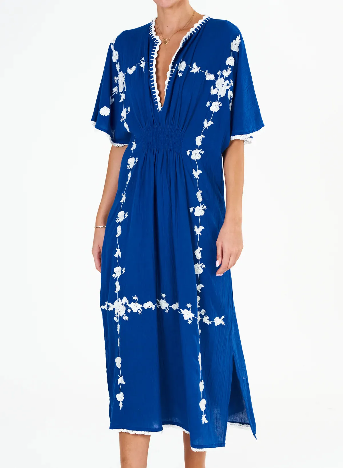 VELA EMBROIDERED KAFTAN DRESS