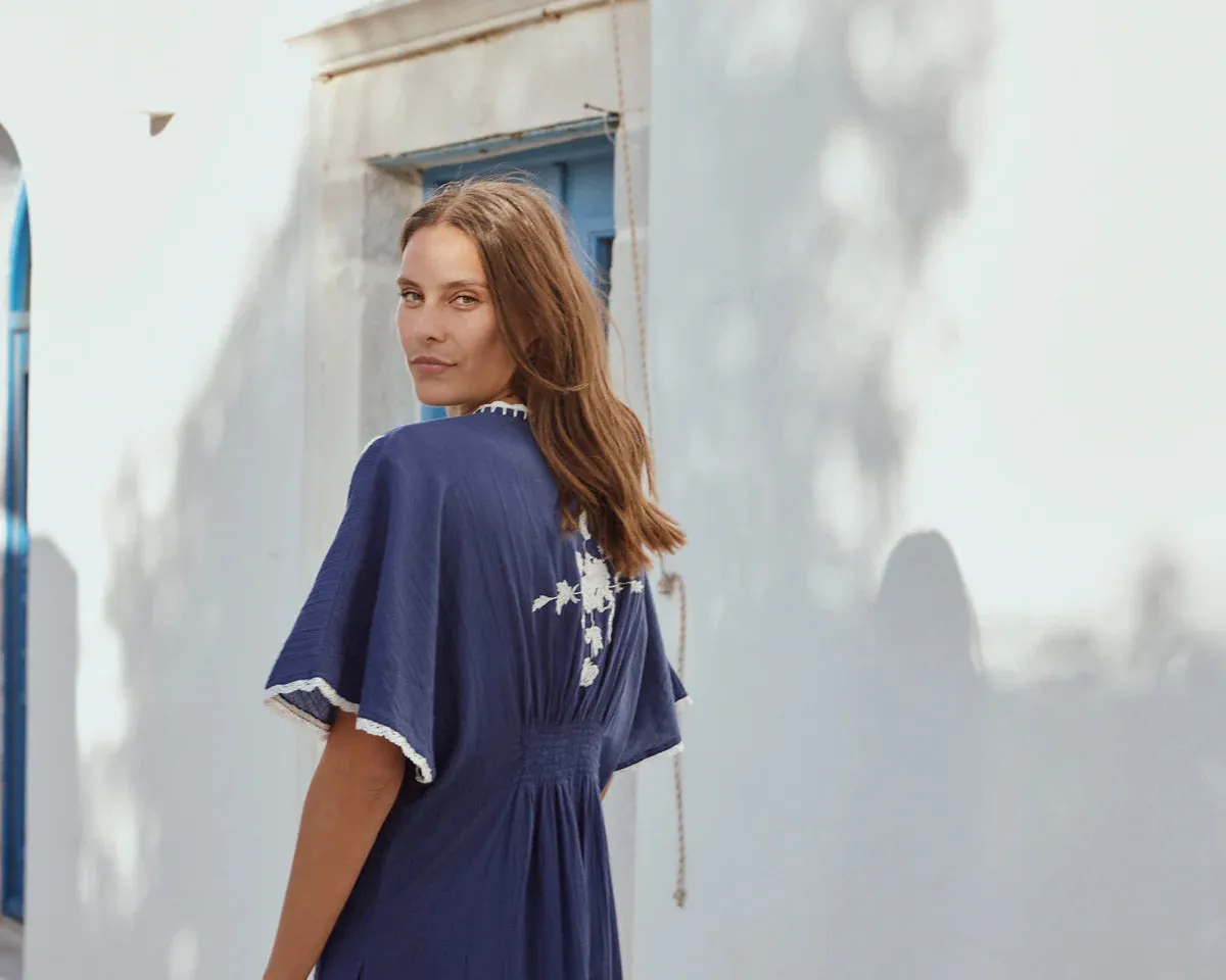 VELA EMBROIDERED KAFTAN DRESS