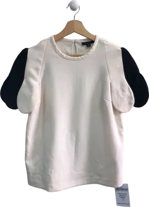 Victoria Beckham X TARGET White/Black SCALLOP Short Sleeve Top UK XS