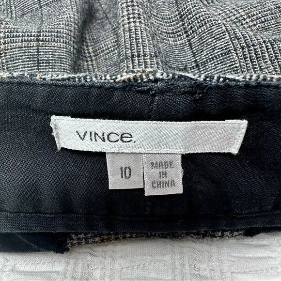 Vince Charcoal Check Pattern Shorts- Size 10