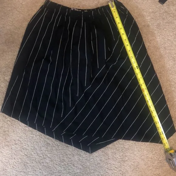 Vince Striped Asymmetric Rope-Tie Skirt- Black White Stripe, Sz Medium, MP $265