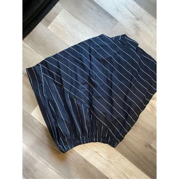 Vince Striped Asymmetric Rope-Tie Skirt- Black White Stripe, Sz Medium, MP $265