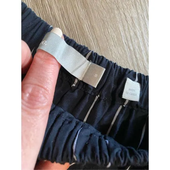 Vince Striped Asymmetric Rope-Tie Skirt- Black White Stripe, Sz Medium, MP $265
