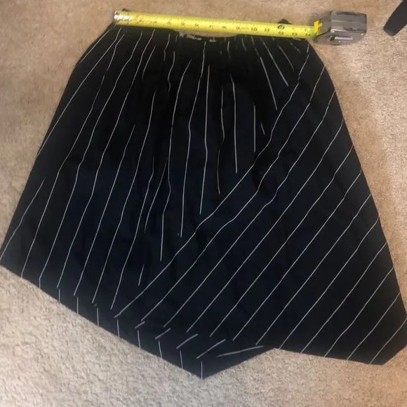 Vince Striped Asymmetric Rope-Tie Skirt- Black White Stripe, Sz Medium, MP $265