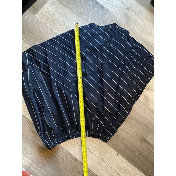 Vince Striped Asymmetric Rope-Tie Skirt- Black White Stripe, Sz Medium, MP $265
