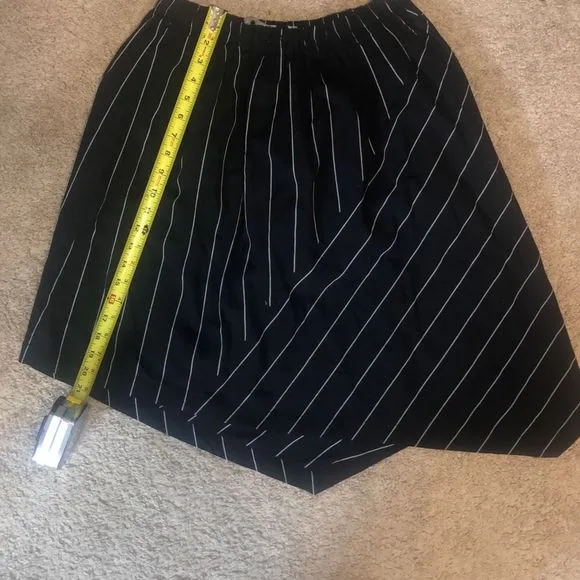 Vince Striped Asymmetric Rope-Tie Skirt- Black White Stripe, Sz Medium, MP $265