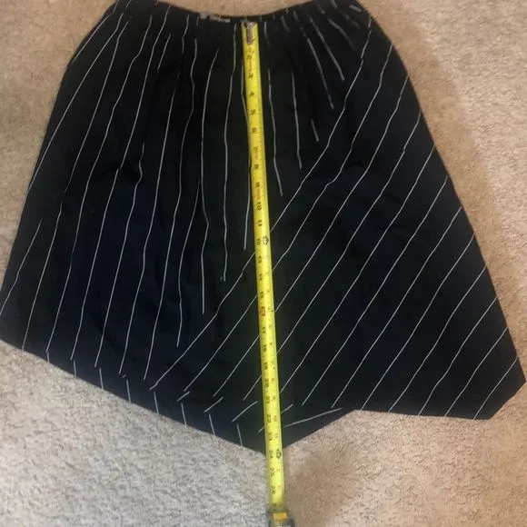 Vince Striped Asymmetric Rope-Tie Skirt- Black White Stripe, Sz Medium, MP $265