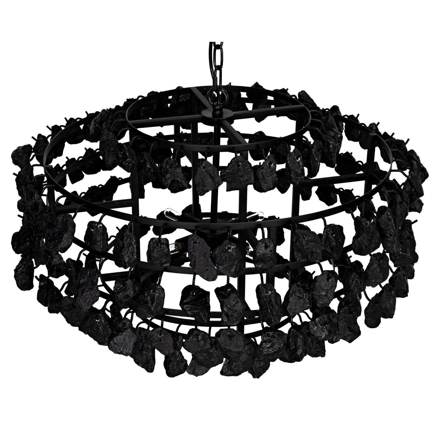 Vulcan Chandelier, Black Steel with Black Glass