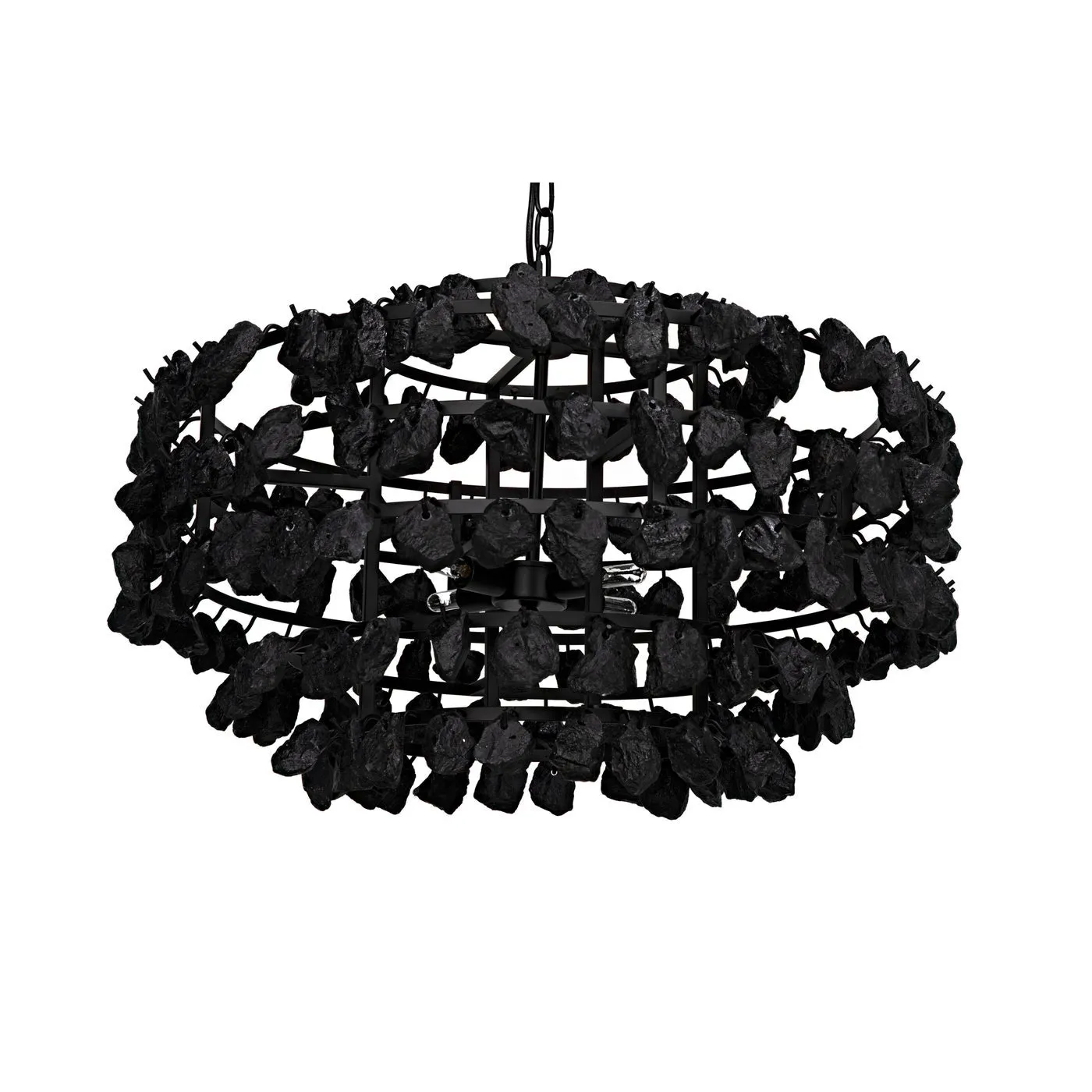 Vulcan Chandelier, Black Steel with Black Glass