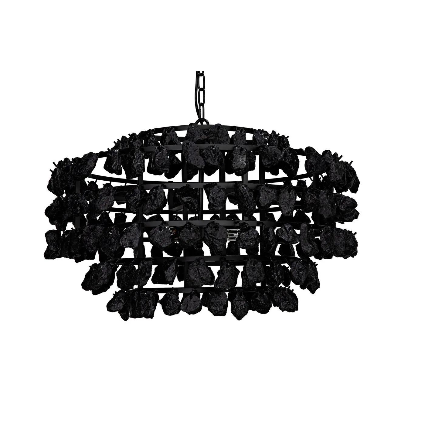 Vulcan Chandelier, Black Steel with Black Glass