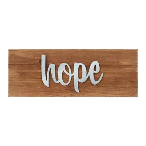 Wall Decor or Tabletop Decor: "Hope" Wood and Metal Plaque