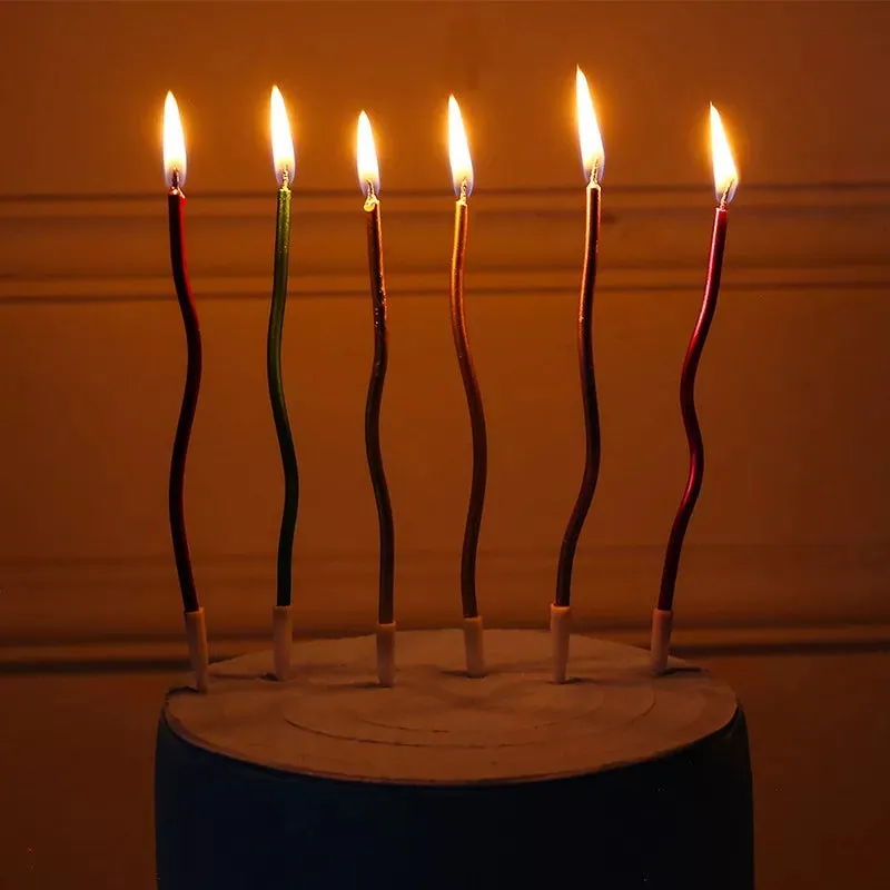 WAVY METALLIC BIRTHDAY CANDLES 6PCS
