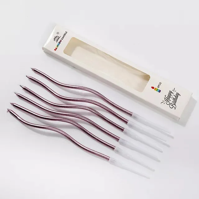 WAVY METALLIC BIRTHDAY CANDLES 6PCS