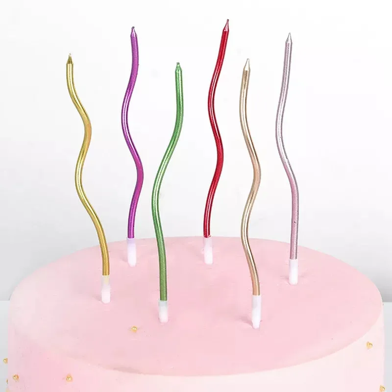 WAVY METALLIC BIRTHDAY CANDLES 6PCS