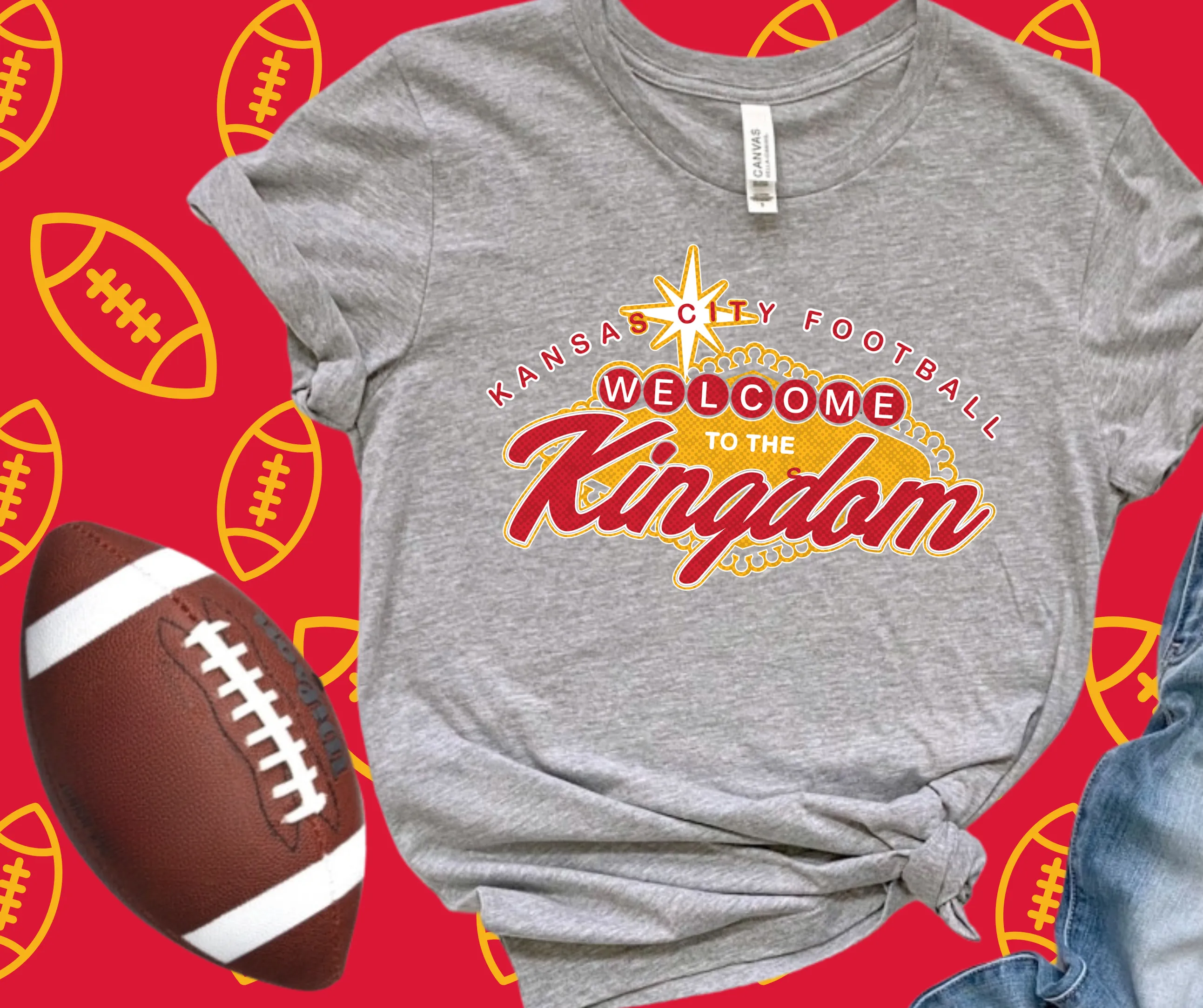 Welcome to the Kingdom Vegas Sign Grey Graphic Tshirt