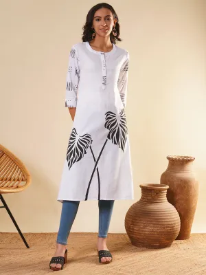 White Comfort Fit Cotton Kurta for Women Online in India - Zola