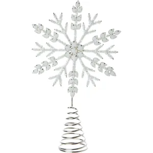 White   Silver Glass Bead Snowflake Tree Topper