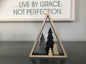 Winter Scene Tabletop Decoration or Hanging Ornament