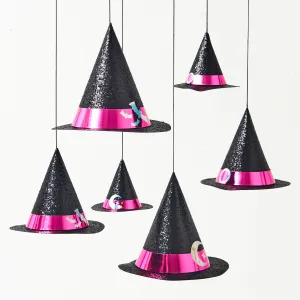 Witch Hat Hanging Ornaments Set of 6