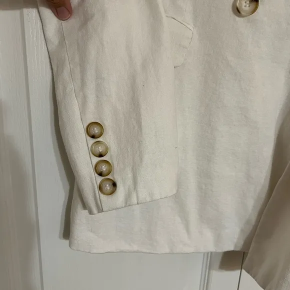 Women’s Halston White Linen Blazer Sz Medium