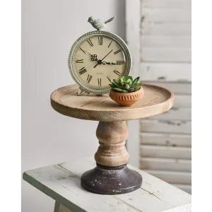 Wooden Display Stand with Cast Iron Base