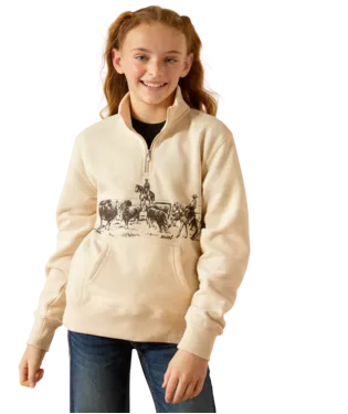 YOUTH ARIAT 1/4 ZIP PASTURE HOODIE