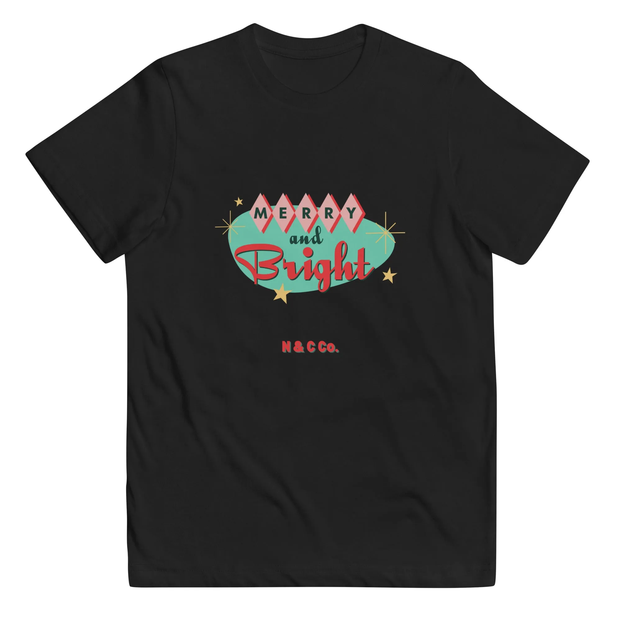 Youth Retro Merry And Bright jersey t-shirt