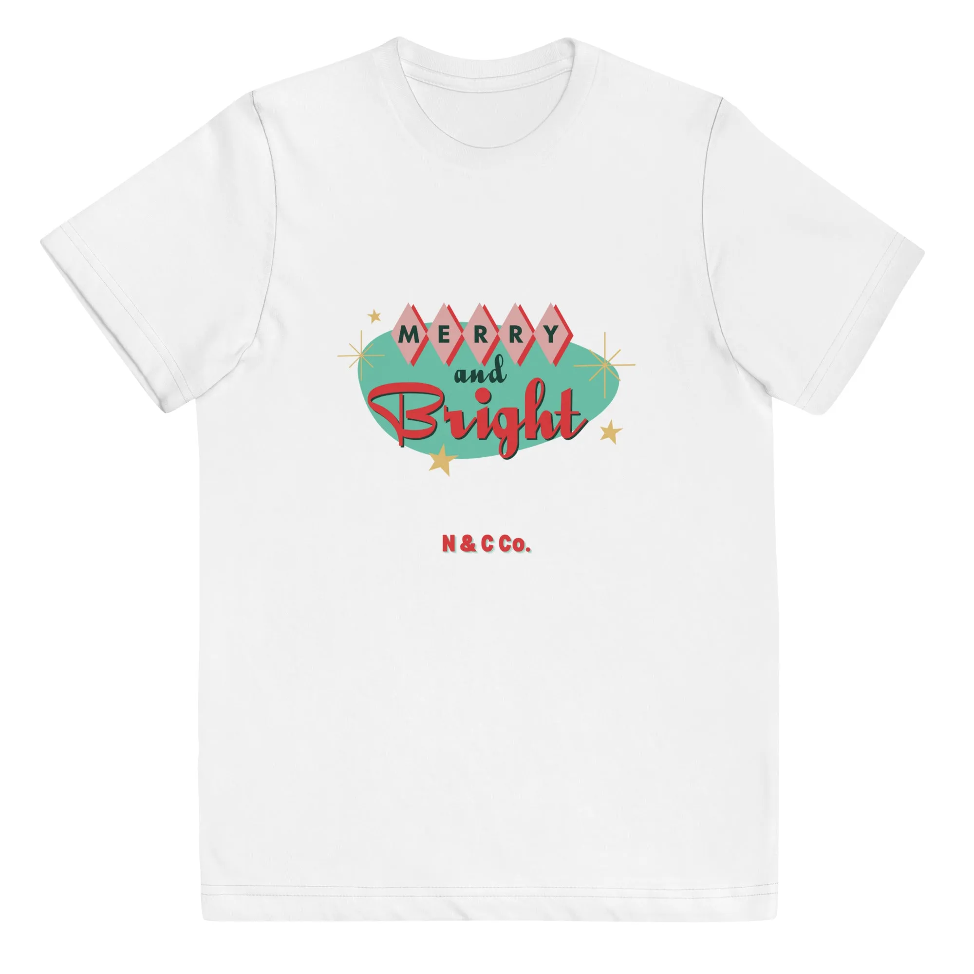 Youth Retro Merry And Bright jersey t-shirt