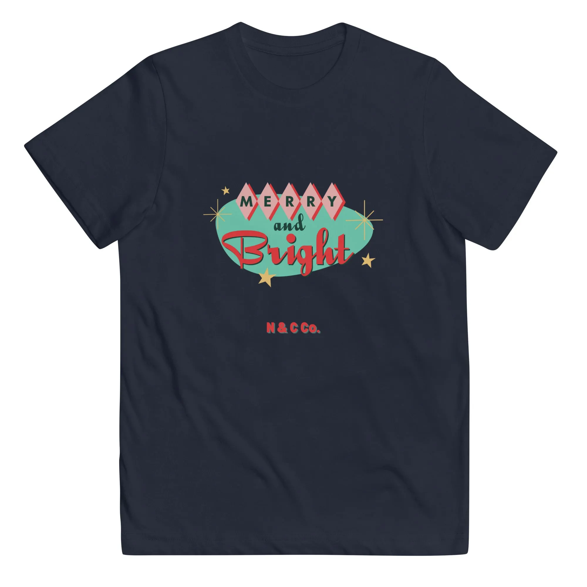 Youth Retro Merry And Bright jersey t-shirt