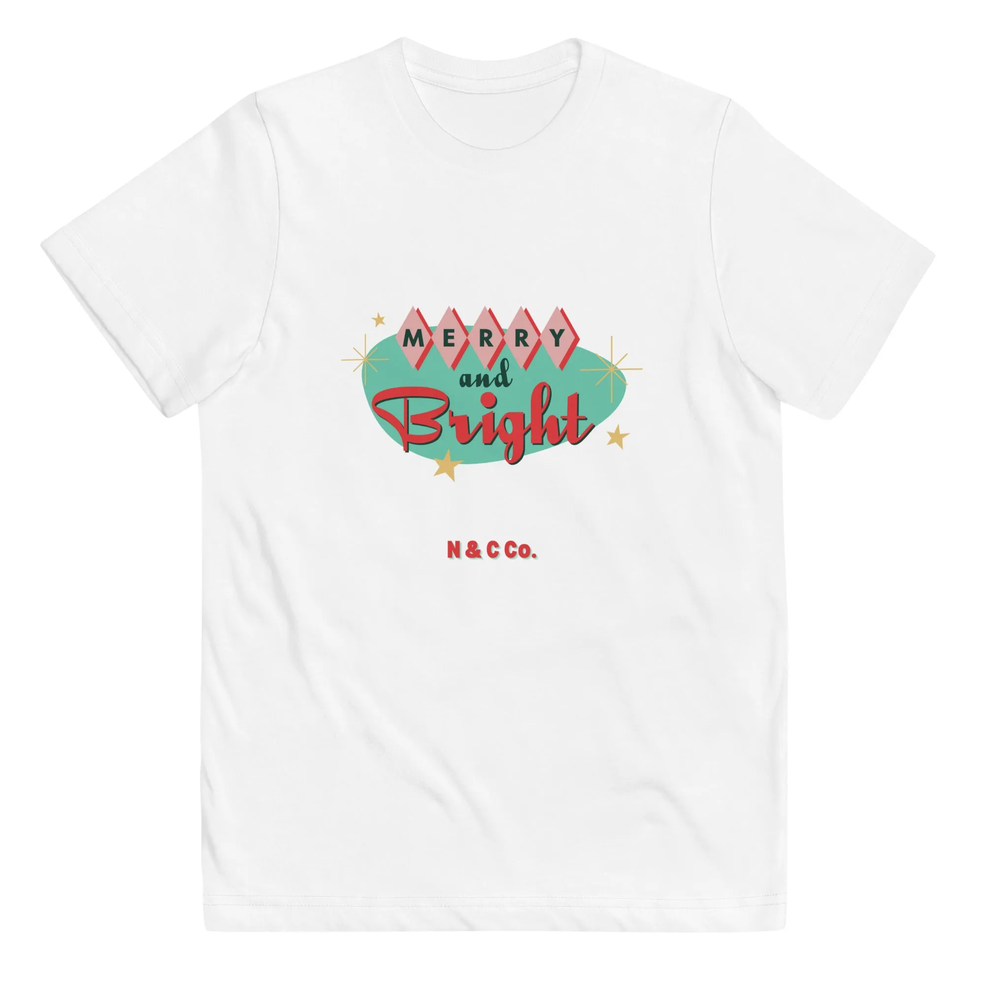 Youth Retro Merry And Bright jersey t-shirt